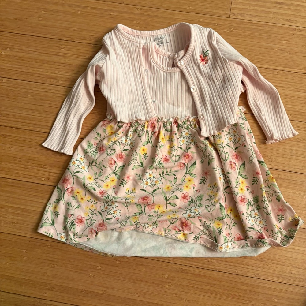 Little Me Pink Floral Casual Dress